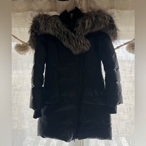 Mackage Black Puffer Coat with Fur Trim